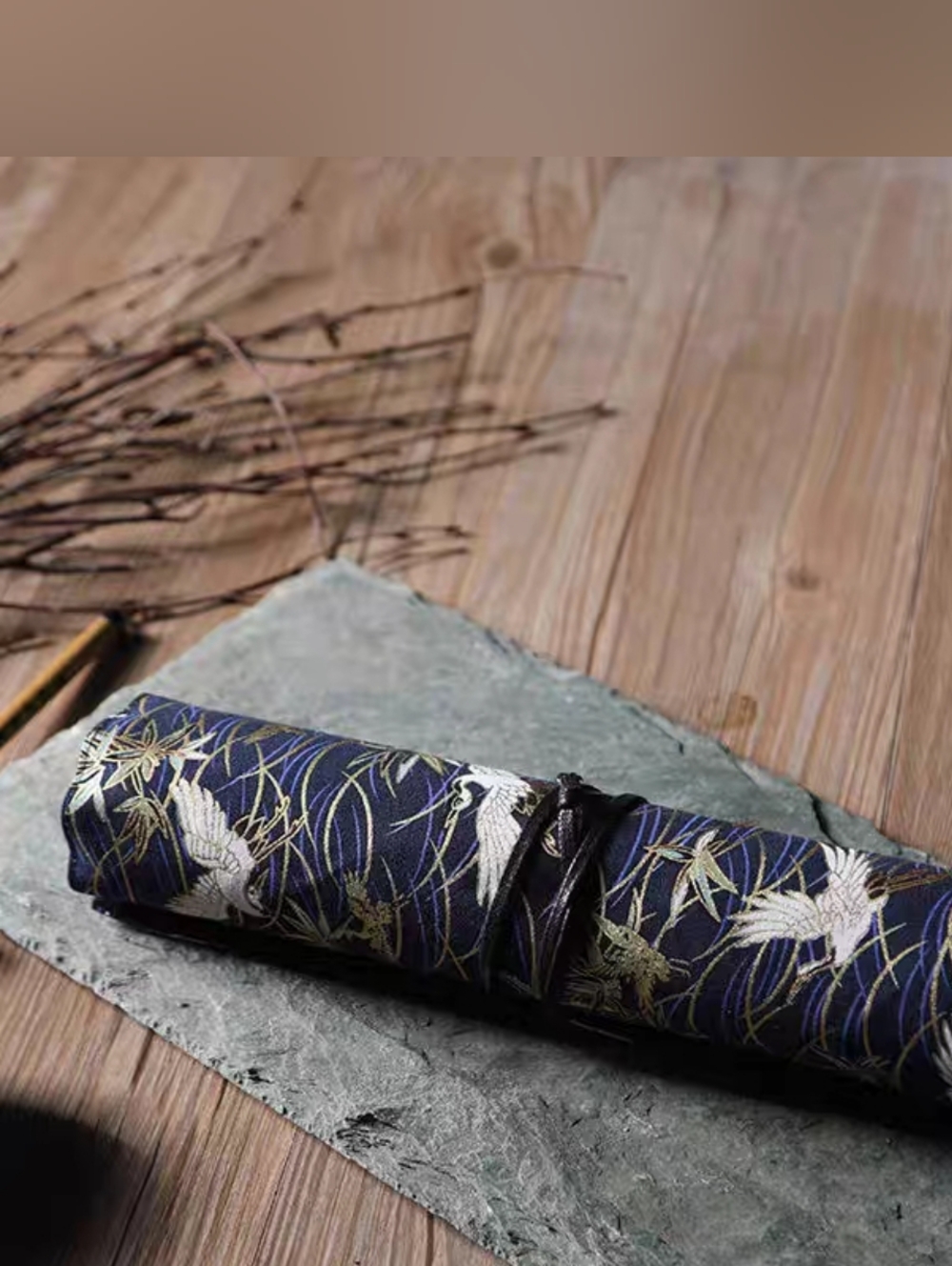 💮3/$30💮 Cranes Canvas 24-Hole Canvas Roll Pencil Wrap Case